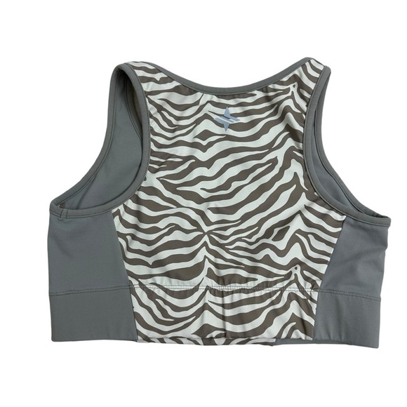 Tuckernuck Sports Bra Racerback Animal Print Zebra Gray Gym Workout Size Small - Picture 2 of 3